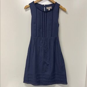Anthropology Moulinette Soeurs Navy Pintuck Dotted Sleeveless Dress, Size 0